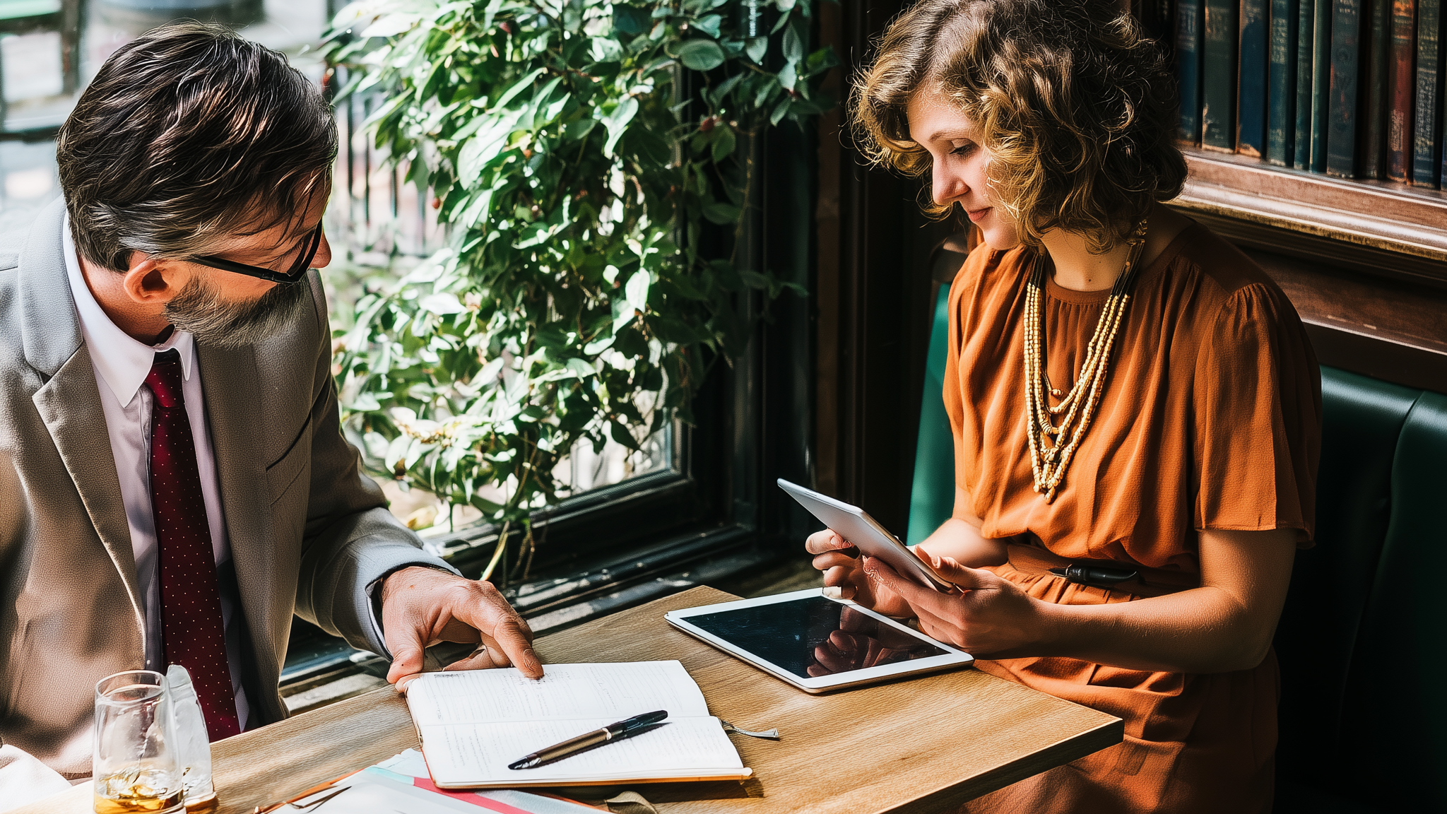 Professional advisory meeting between a consultant and client.